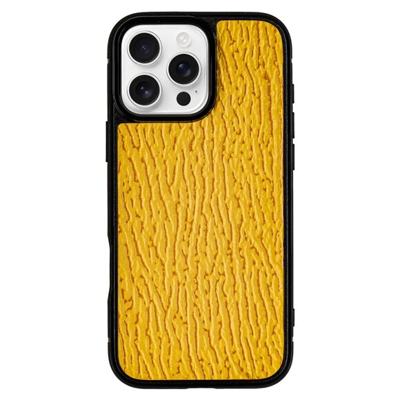 Luxury Handmade Iphone 16 Pro/Pro Max Case - Genuine Shark Leather - Yellow - Picture 1 of 4